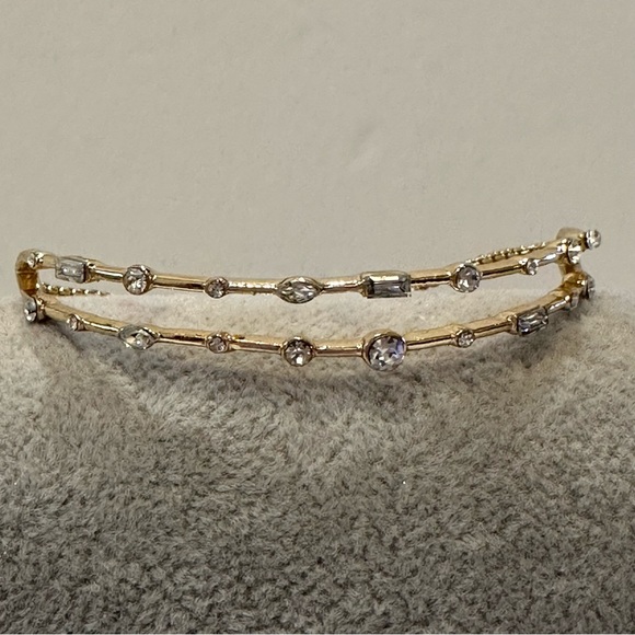 NWT INC Bracelet - gold tone ball slider style w/ clear crystals, baguettes - Picture 6 of 14